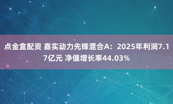 点金盒配资 嘉实动力先锋混合A：2025年利润7.17亿元 净值增长率44.03%